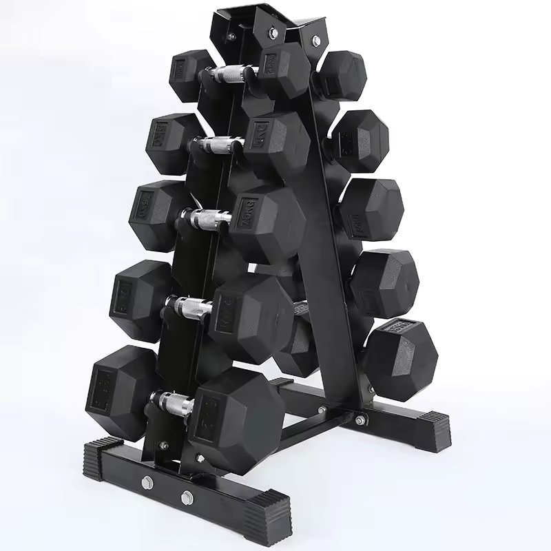 Rubber Hexagonal Dumbbells